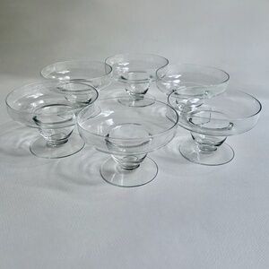 Set of 6 Mid 20th Century Wide Clear Glass Pedestal Dishes